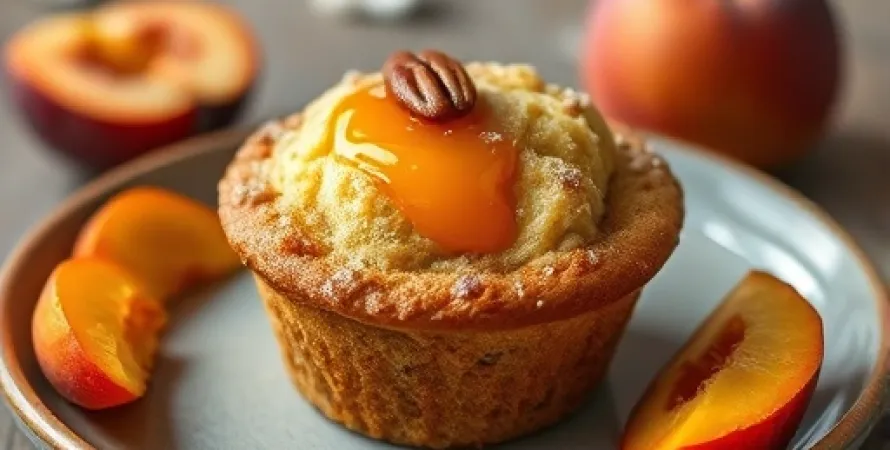 Muffins aux pêches et aux noix de pécan
