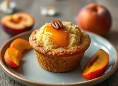Muffins aux pêches et aux noix de pécan