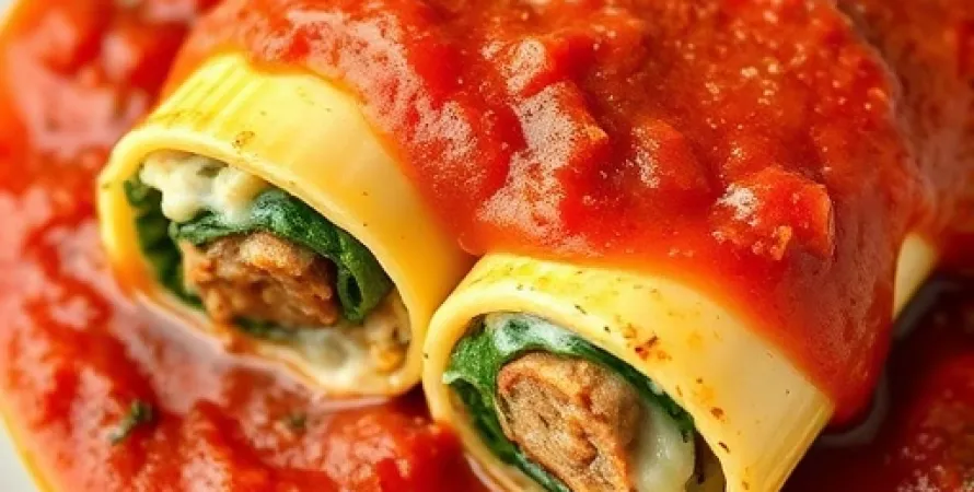 Manicotti aux épinards et saucisses