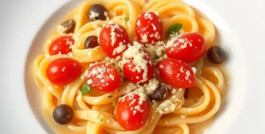 Pâtes aux tomates séchées et pignons