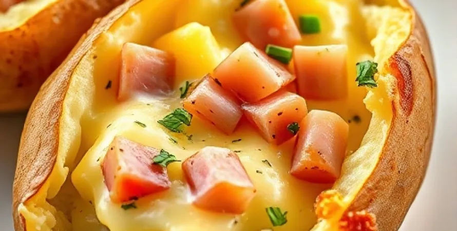 Pommes de terre farcies au fromage et au jambon