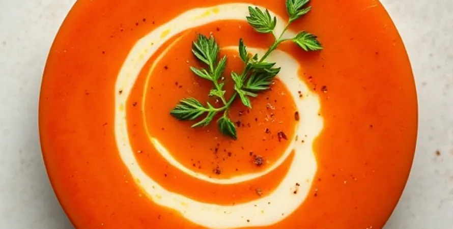 Potage créme de tomates aux herbes