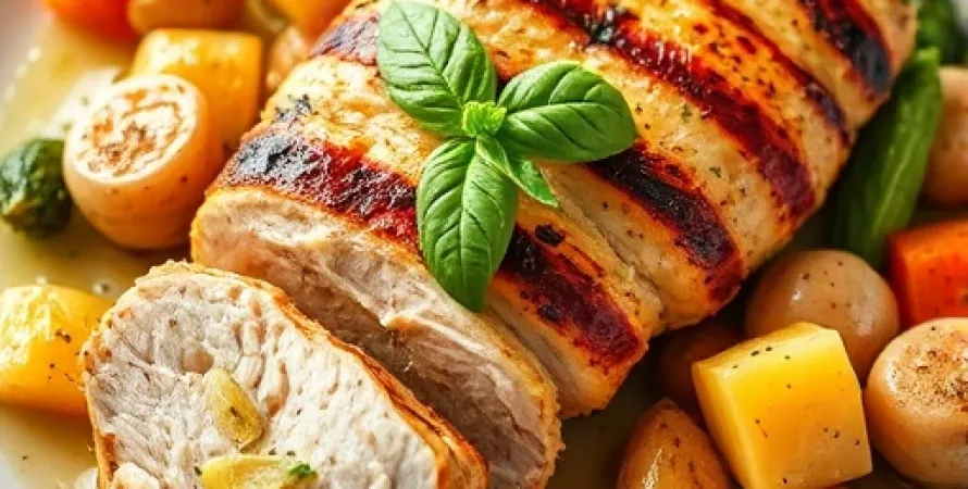 Poulet, pâtes et légumes au citron