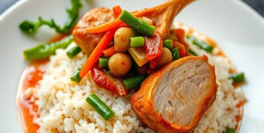 Poulet et légumes sautés