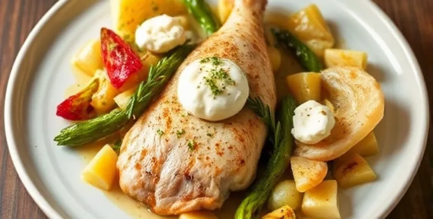 Poulet au poireau et artichaut