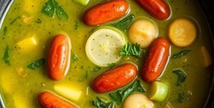 Potage vert au saucisse