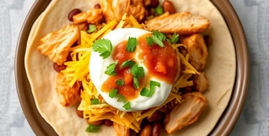 Tortillas de poulet et haricots