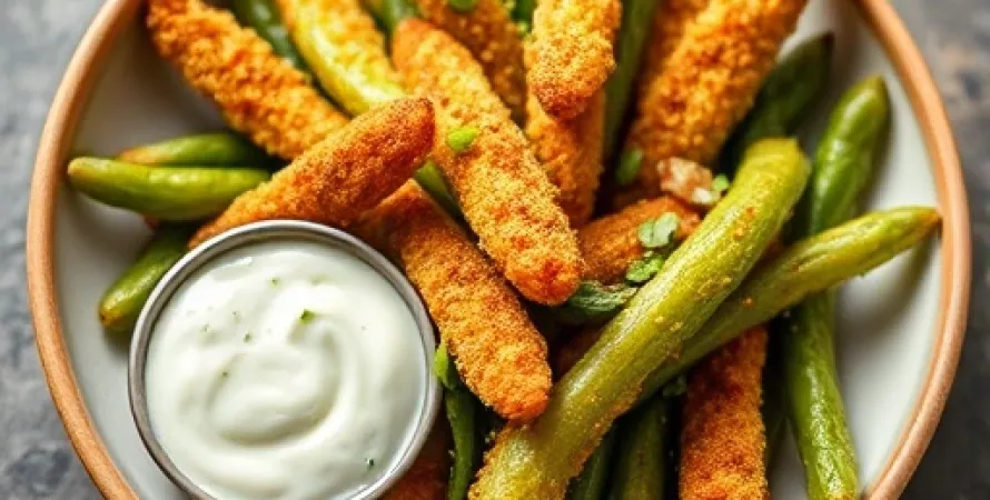 Frites de haricots verts croquantes