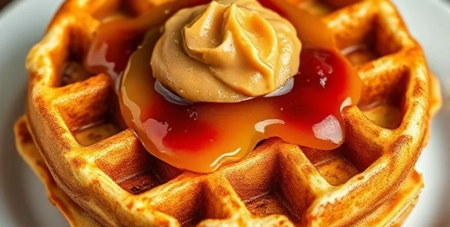 Gaufres au beurre de cacahuète et confiture