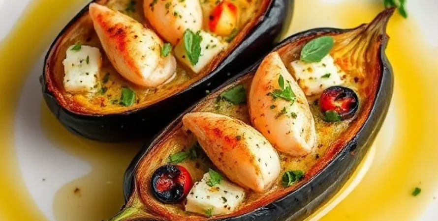 Aubergines farcies de fruit de mer