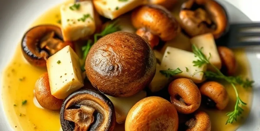 Champignons farcis aux crevettes et fromage