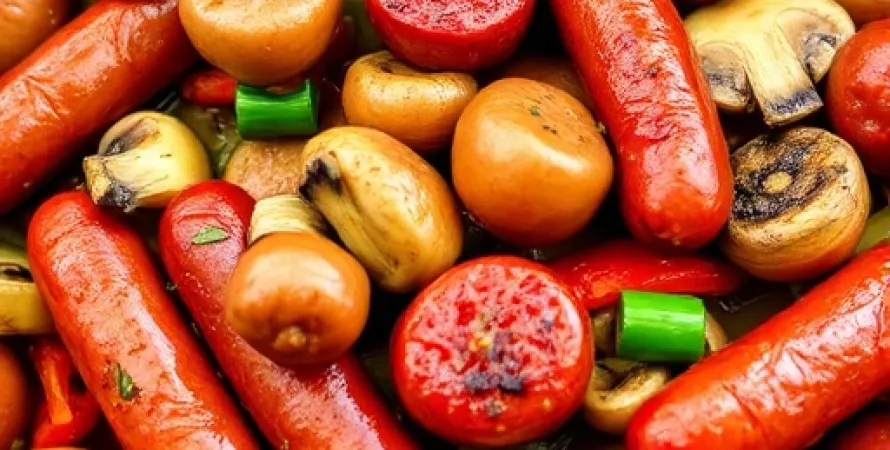 Saucisses poivrons oignons