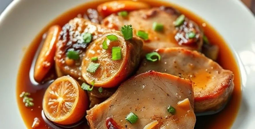 Côtes de porcelet braisées au jus d'orange