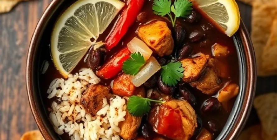 Soupe de poulet noir au haricot