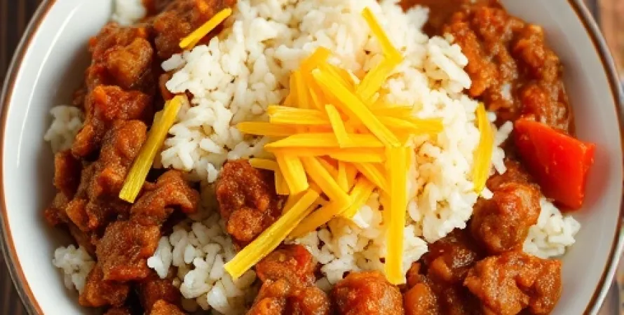 Dîner au riz et au chili