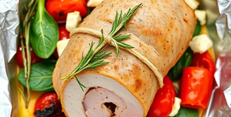 Rouleau de porc aux herbes et légumes