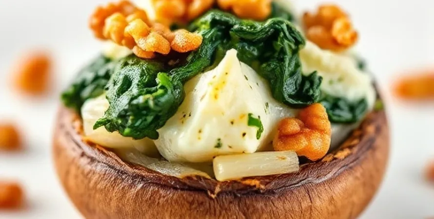 Champignons farcis au fromage de chèvre et épinards