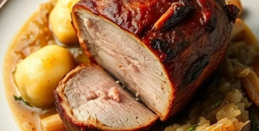 Rôti de porc aux knödel et choucroute