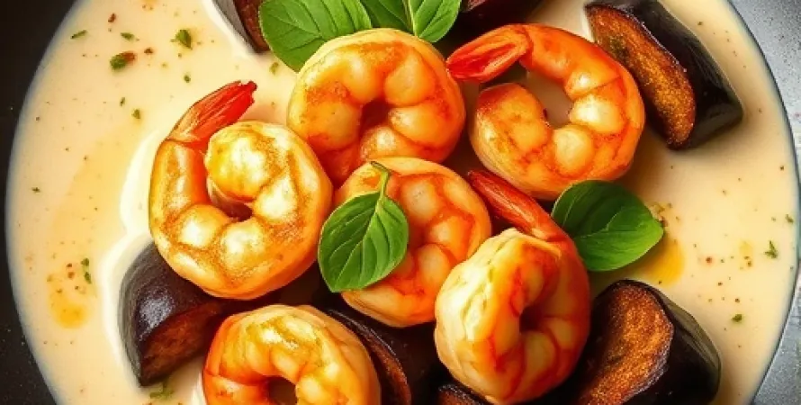 Curry de crevettes et aubergines