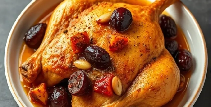 Poulet au miel et aux pruneaux