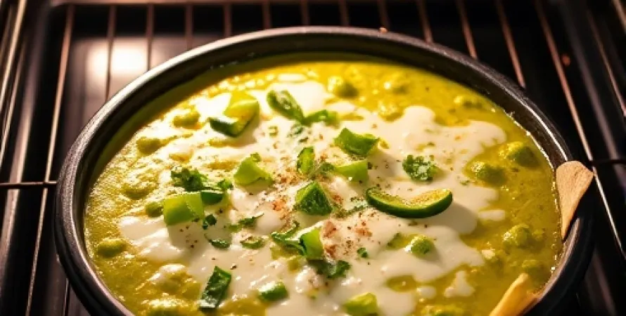 Fromage frais au four avec sauce de tomatillo