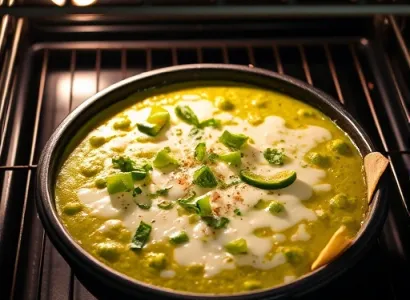 Fromage frais au four avec sauce de tomatillo