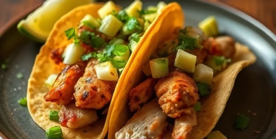 Tacos de poulet avec salsa d'avocat et mangue