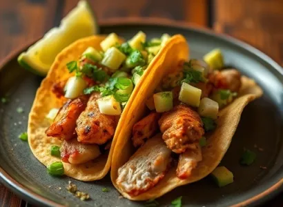 Tacos de poulet avec salsa d'avocat et mangue