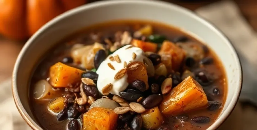 Potage de haricots noirs et citrouille