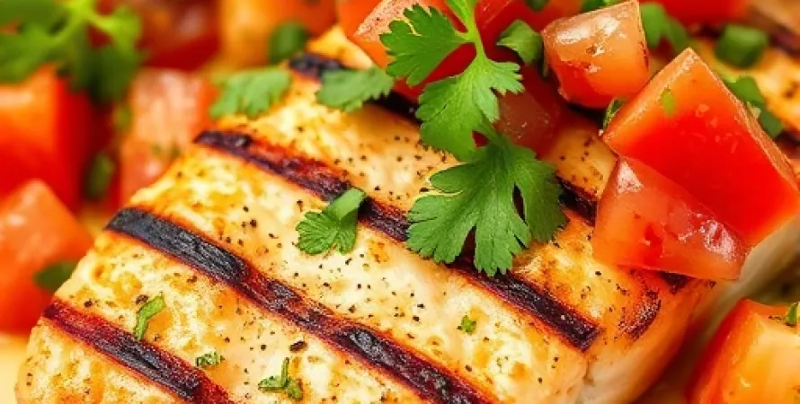 Saumon Grillé avec Salsa de Tomate