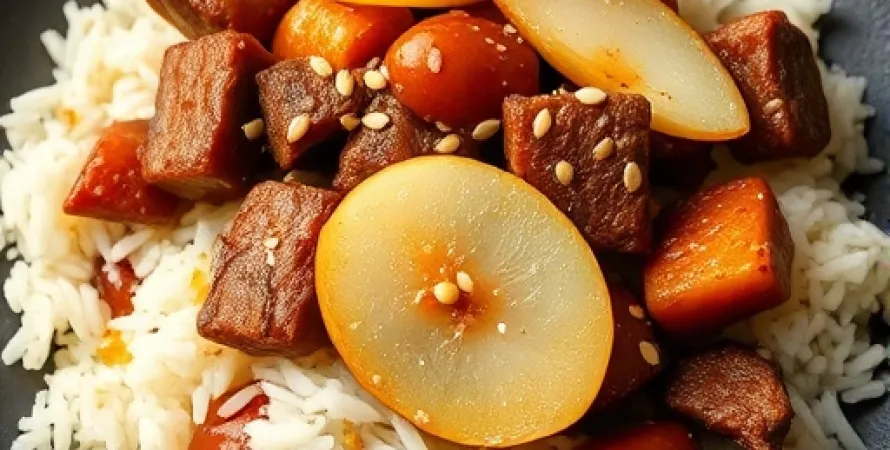 Boeuf au sesame et pear