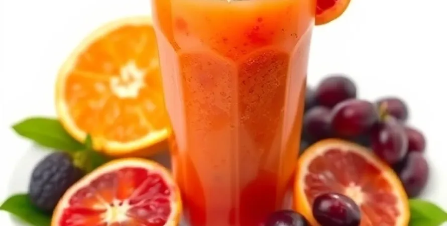 Jus d'orange sanguine, prune et raisin