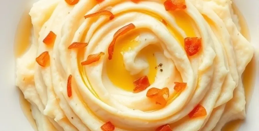 Purée de pommes de terre à l'oignon et ail