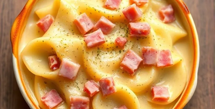 Gratin de pâtes au jambon