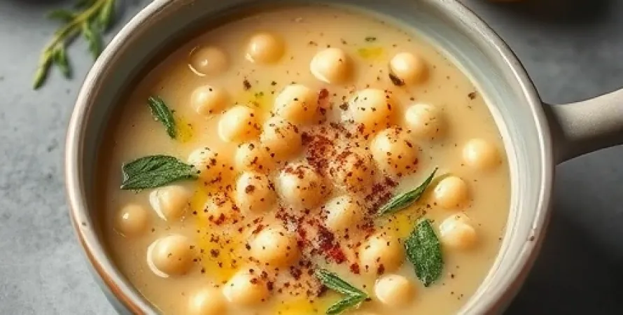 Potage de poireaux au safran et pois chiches
