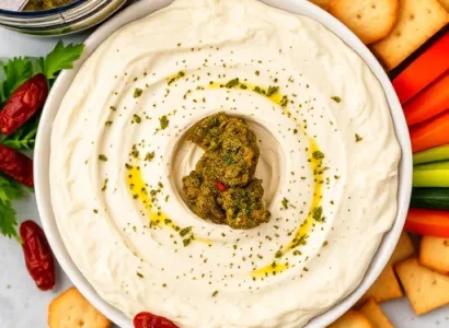 Dip de fromage au pesto et tomates séchées