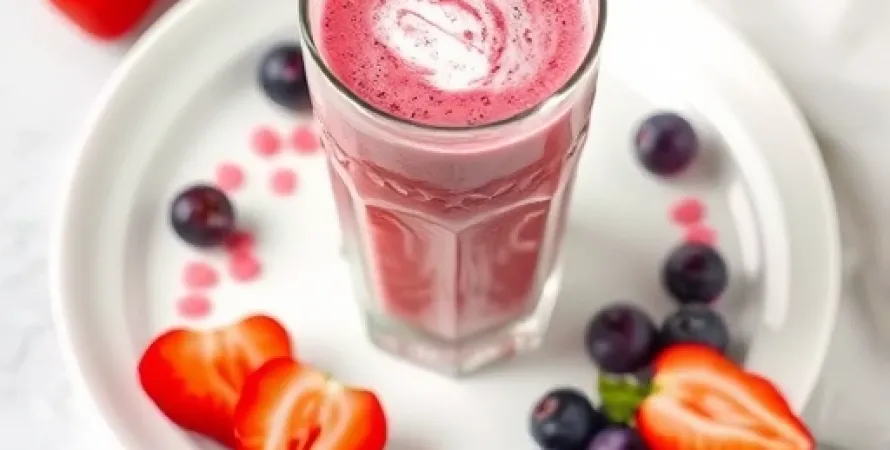 Smoothie rouge, blanc et myrtille