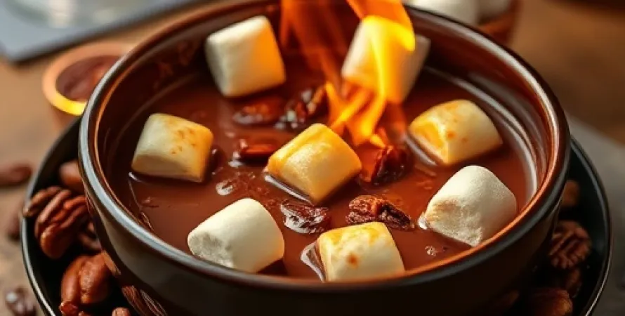 Fondue au Chocolat, Pécans et Rhum