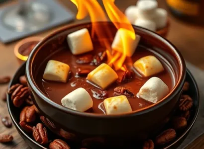 Fondue au Chocolat, Pécans et Rhum