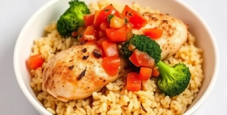 Poulet et brocolis au couscous avec salsa