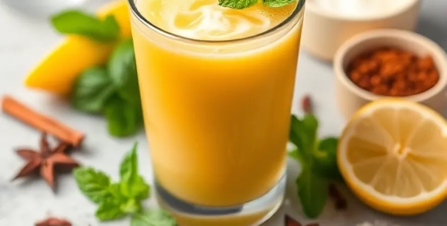 Lassi de mangue et de menthe aux épices
