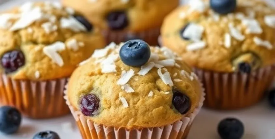 Muffins aux noix de coco et bleuets