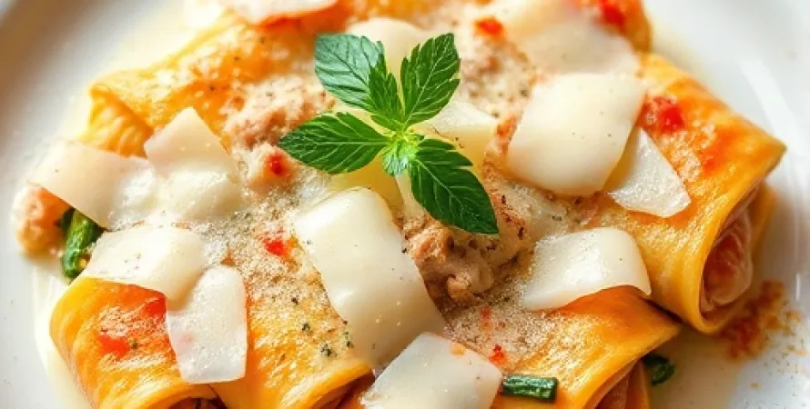 Rouleaux de lasagnes au poulet Florentine