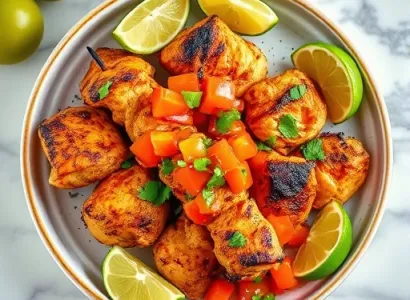 Brochettes de poulet Yucatèque avec salsa de papaye