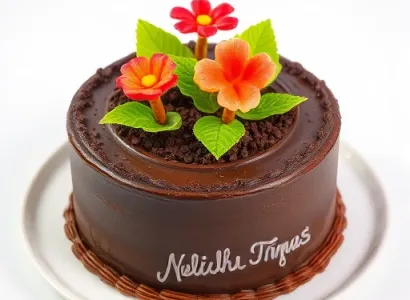 Gâteau en forme de pot de fleur