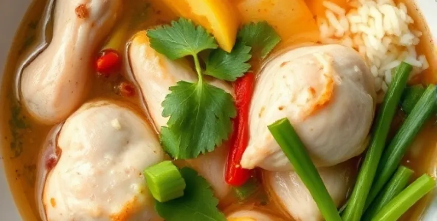 Potage de poulet aux herbes