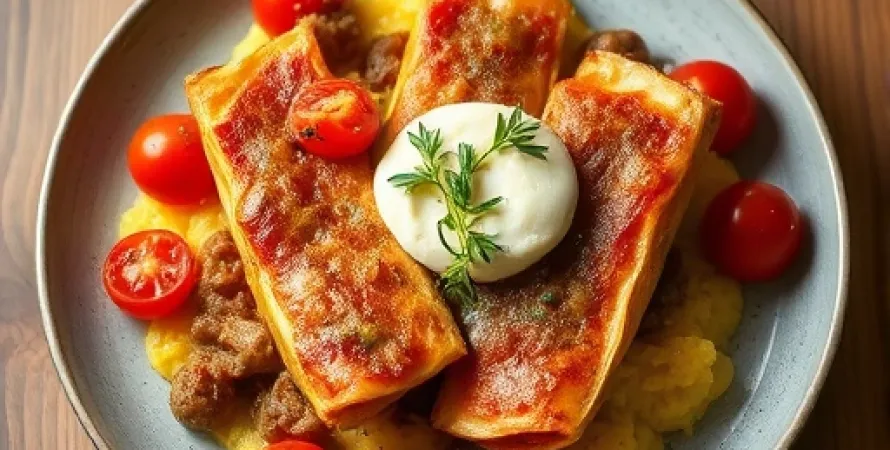 Lasagnes d'agneau et polenta