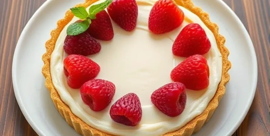Tarte au fromage frais avec cerises