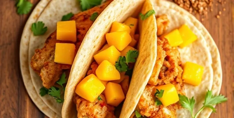 Tacos au poulet et à la mangue