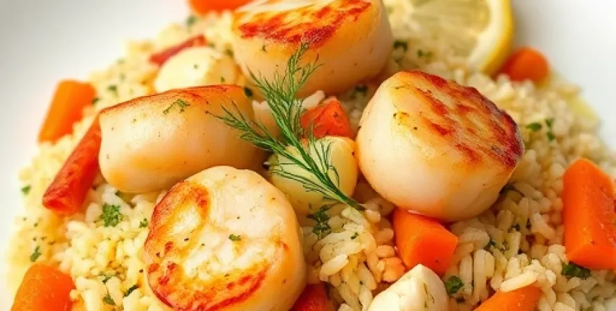 Scallops et orzo au citron